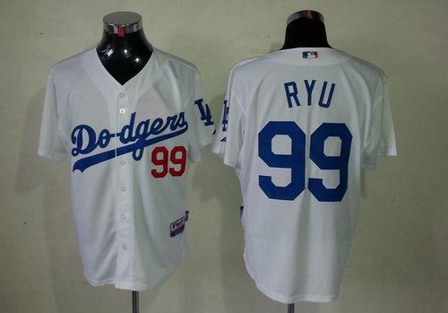 Dodgers #99 Hyun-Jin Ryu White Cool Base Stitched MLB Jersey - Click Image to Close
